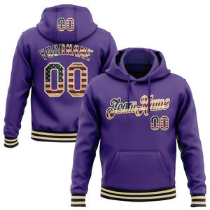 Custom Stitched Purple Vintage USA Flag Cream-Black Sports Pullover Sweatshirt Hoodie