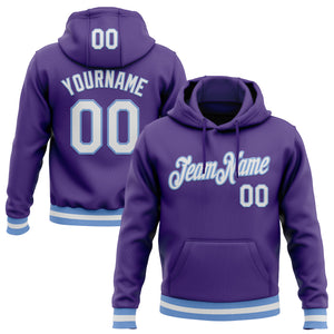 Custom Stitched Purple White-Light Blue Sports Pullover Sweatshirt Hoodie