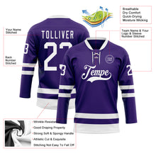 Загрузить изображение в средство просмотра галереи, Custom Purple White Hockey Lace Neck Jersey
