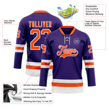 Загрузить изображение в средство просмотра галереи, Custom Purple Orange-White Hockey Lace Neck Jersey
