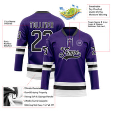 Загрузить изображение в средство просмотра галереи, Custom Purple Black-White Hockey Lace Neck Jersey
