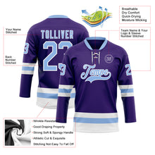 Загрузить изображение в средство просмотра галереи, Custom Purple Light Blue-White Hockey Lace Neck Jersey
