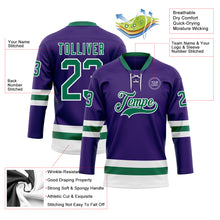 Загрузить изображение в средство просмотра галереи, Custom Purple Kelly Green-White Hockey Lace Neck Jersey
