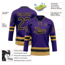 Charger l&#39;image dans la galerie, Custom Purple Black-Old Gold Hockey Lace Neck Jersey
