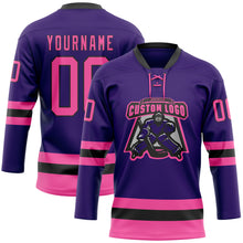 Charger l&#39;image dans la galerie, Custom Purple Pink-Black Hockey Lace Neck Jersey
