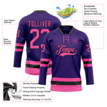 Charger l&#39;image dans la galerie, Custom Purple Pink-Black Hockey Lace Neck Jersey
