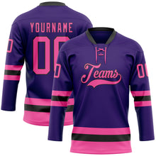 Charger l&#39;image dans la galerie, Custom Purple Pink-Black Hockey Lace Neck Jersey
