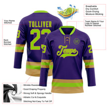 Charger l&#39;image dans la galerie, Custom Purple Neon Green-Old Gold Hockey Lace Neck Jersey
