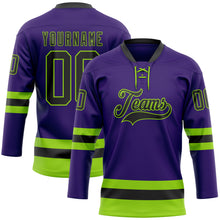 Charger l&#39;image dans la galerie, Custom Purple Black-Neon Green Hockey Lace Neck Jersey
