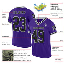 Charger l&#39;image dans la galerie, Custom Purple Black-Gray Mesh Authentic Throwback Football Jersey
