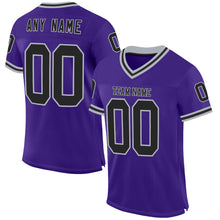 Charger l&#39;image dans la galerie, Custom Purple Black-Gray Mesh Authentic Throwback Football Jersey
