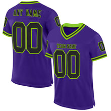 Charger l&#39;image dans la galerie, Custom Purple Black-Neon Green Mesh Authentic Throwback Football Jersey
