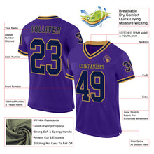 Загрузить изображение в средство просмотра галереи, Custom Purple Navy-Old Gold Mesh Authentic Throwback Football Jersey
