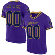 Загрузить изображение в средство просмотра галереи, Custom Purple Navy-Old Gold Mesh Authentic Throwback Football Jersey
