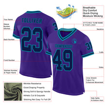 Charger l&#39;image dans la galerie, Custom Purple Navy-Teal Mesh Authentic Throwback Football Jersey
