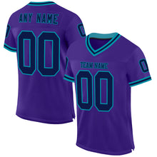 Charger l&#39;image dans la galerie, Custom Purple Navy-Teal Mesh Authentic Throwback Football Jersey
