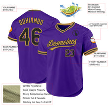 Load image into Gallery viewer, Custom Purple Black-Old Gold Authentic Throwback Baseball Jersey
