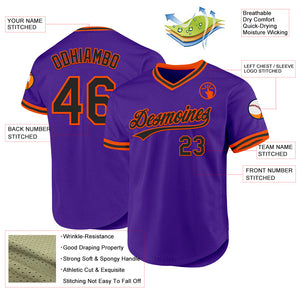 Custom Purple Black-Orange Authentic Throwback Baseball Jersey