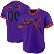 Загрузить изображение в средство просмотра галереи, Custom Purple Navy-Orange Authentic Throwback Baseball Jersey
