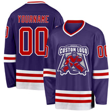 Charger l&#39;image dans la galerie, Custom Purple Red-White Hockey Jersey
