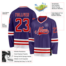 Charger l&#39;image dans la galerie, Custom Purple Red-White Hockey Jersey
