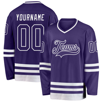 Custom Purple White Hockey Jersey