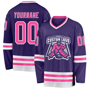 Custom Purple Pink-White Hockey Jersey