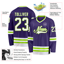 Charger l&#39;image dans la galerie, Custom Purple White-Neon Green Hockey Jersey
