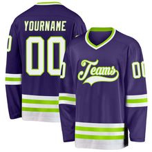 Charger l&#39;image dans la galerie, Custom Purple White-Neon Green Hockey Jersey
