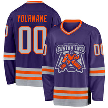 Charger l&#39;image dans la galerie, Custom Purple Gray-Orange Hockey Jersey
