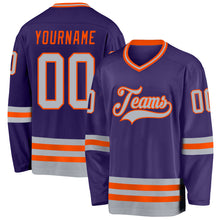 Charger l&#39;image dans la galerie, Custom Purple Gray-Orange Hockey Jersey
