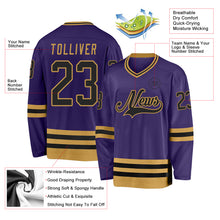 Charger l&#39;image dans la galerie, Custom Purple Black-Old Gold Hockey Jersey
