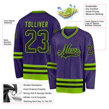 Загрузить изображение в средство просмотра галереи, Custom Purple Black-Neon Green Hockey Jersey
