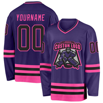 Custom Purple Black-Pink Hockey Jersey