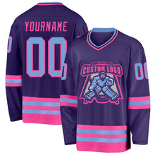 Charger l&#39;image dans la galerie, Custom Purple Light Blue Pink-Black Hockey Jersey
