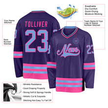 Charger l&#39;image dans la galerie, Custom Purple Light Blue Pink-Black Hockey Jersey
