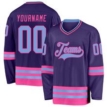 Charger l&#39;image dans la galerie, Custom Purple Light Blue Pink-Black Hockey Jersey
