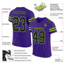 Charger l&#39;image dans la galerie, Custom Purple Black-Neon Green Mesh Authentic Football Jersey
