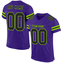 Charger l&#39;image dans la galerie, Custom Purple Black-Neon Green Mesh Authentic Football Jersey
