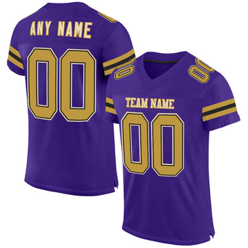 Custom Purple Old Gold Black-Cream Mesh Authentic Football Jersey