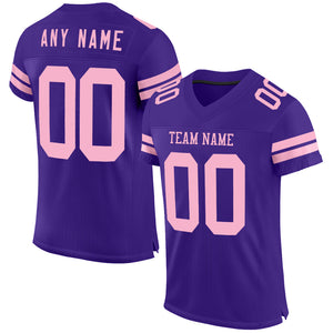 Custom Purple Light Pink Mesh Authentic Football Jersey