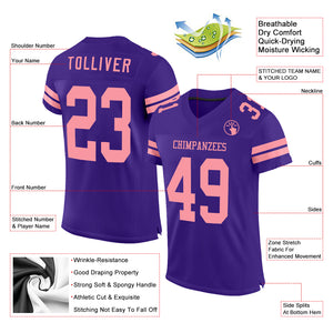 Custom Purple Medium Pink Mesh Authentic Football Jersey