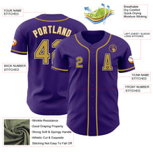 Load image into Gallery viewer, Custom Purple Old Gold Black-Cream Authentic Baseball Jersey
