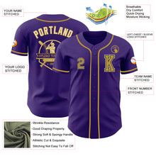 Load image into Gallery viewer, Custom Purple Old Gold Black-Cream Authentic Baseball Jersey
