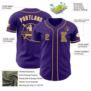 Custom Purple Old Gold Black-Cream Authentic Baseball Jersey