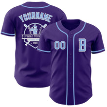 Загрузить изображение в средство просмотра галереи, Custom Purple Light Blue-White Authentic Baseball Jersey
