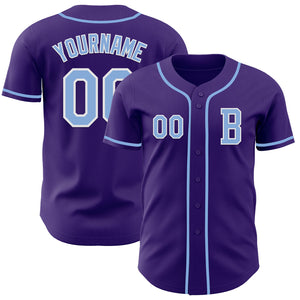 Custom Purple Light Blue-White Authentic Baseball Jersey