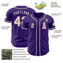 Load image into Gallery viewer, Custom Purple Cream Authentic Baseball Jersey
