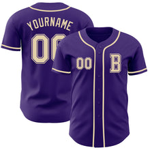 Load image into Gallery viewer, Custom Purple Cream Authentic Baseball Jersey
