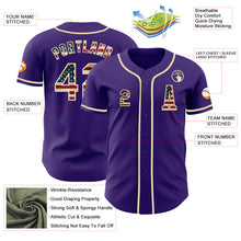 Load image into Gallery viewer, Custom Purple Vintage USA Flag-Cream Authentic Baseball Jersey
